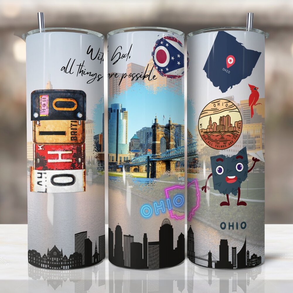 Ohio Tumbler, Ohio State Tumbler, Ohio Stainless Steel Tumbler, Ohio Travel Mug
